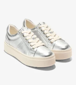 Cole Haan Sneakers*Women's GrandPr&oslash; Max Platform Sneakers SilverMetallic-Ivory