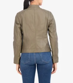 Cole Haan Leather & Suede Jackets|Outerwear*Women's Lambskin Leather Jacket Sage
