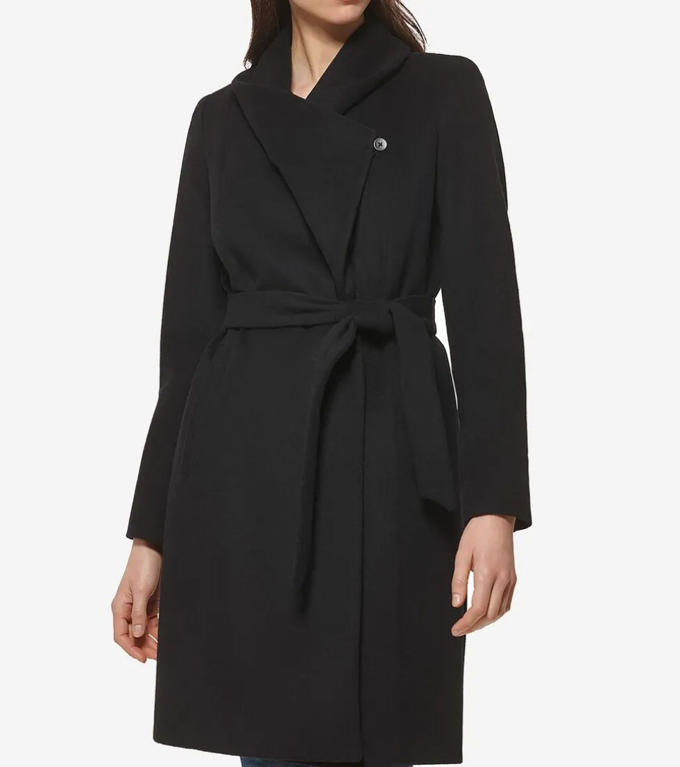 Cole Haan Trench Coats|Outerwear*Women's Long Wool Wrap Coat Black