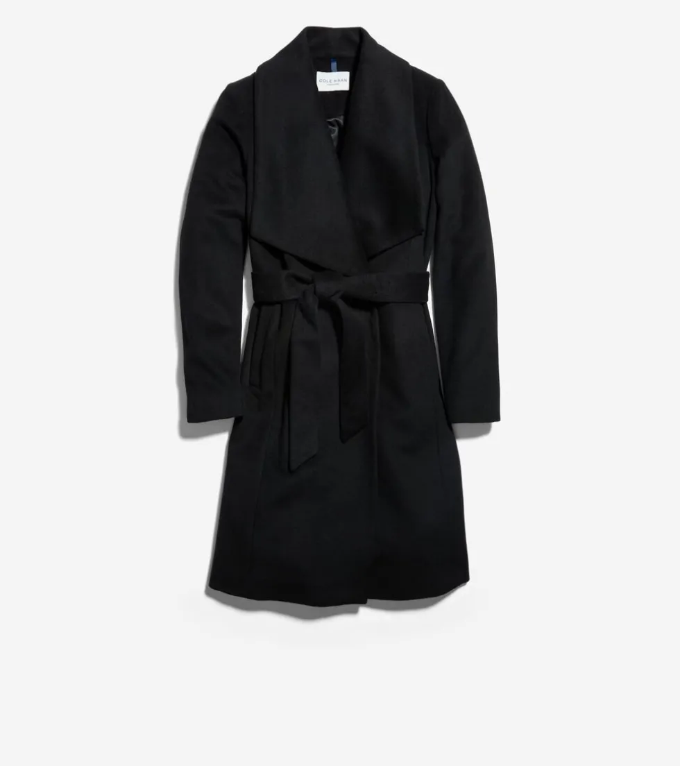 Cole Haan Trench Coats|Outerwear*Women's Long Wool Wrap Coat Black