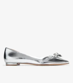 Cole Haan Dress Shoes|Flats & Ballets*Women's Noella Bow Skimmer Flats SilverSpecchio