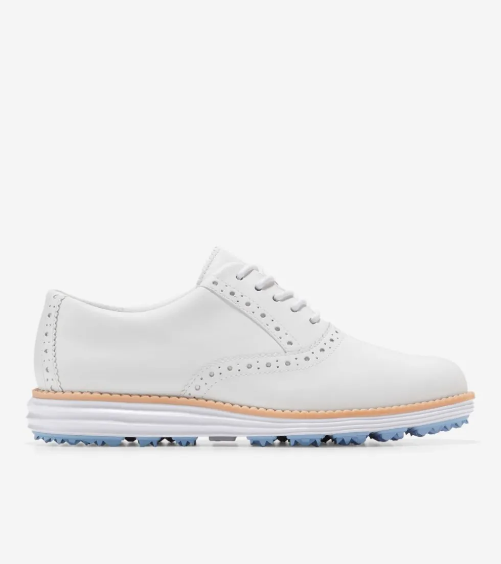 Cole Haan Golf Shoes|Oxfords*Women's ØriginalGrand Shortwing Oxford Waterproof Golf Shoes OpticWhite-Blue-Bell