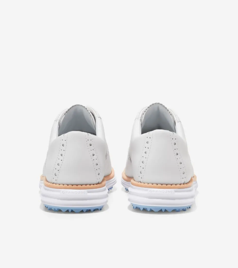 Cole Haan Golf Shoes|Oxfords*Women's ØriginalGrand Shortwing Oxford Waterproof Golf Shoes OpticWhite-Blue-Bell