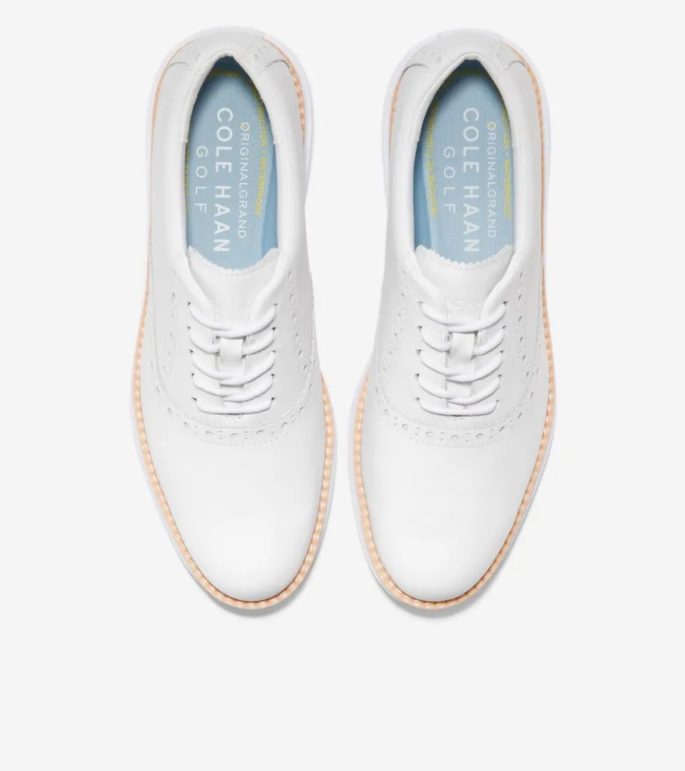Cole Haan Golf Shoes|Oxfords*Women's ØriginalGrand Shortwing Oxford Waterproof Golf Shoes OpticWhite-Blue-Bell