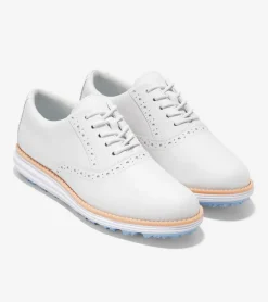 Cole Haan Golf Shoes|Oxfords*Women's ØriginalGrand Shortwing Oxford Waterproof Golf Shoes OpticWhite-Blue-Bell