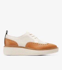Cole Haan Dress Shoes|Oxfords*Women's &Oslash;riginalGrand Platform Wingtip Oxfords Pecan-Ivory
