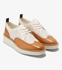 Cole Haan Dress Shoes|Oxfords*Women's &Oslash;riginalGrand Platform Wingtip Oxfords Pecan-Ivory