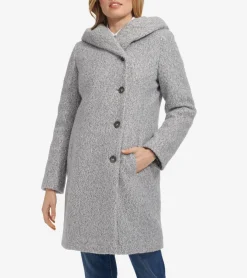 Cole Haan Wool Coats|Peacoats & Blazers*Women's Pressed Hooded Shawl Coat LightGrey