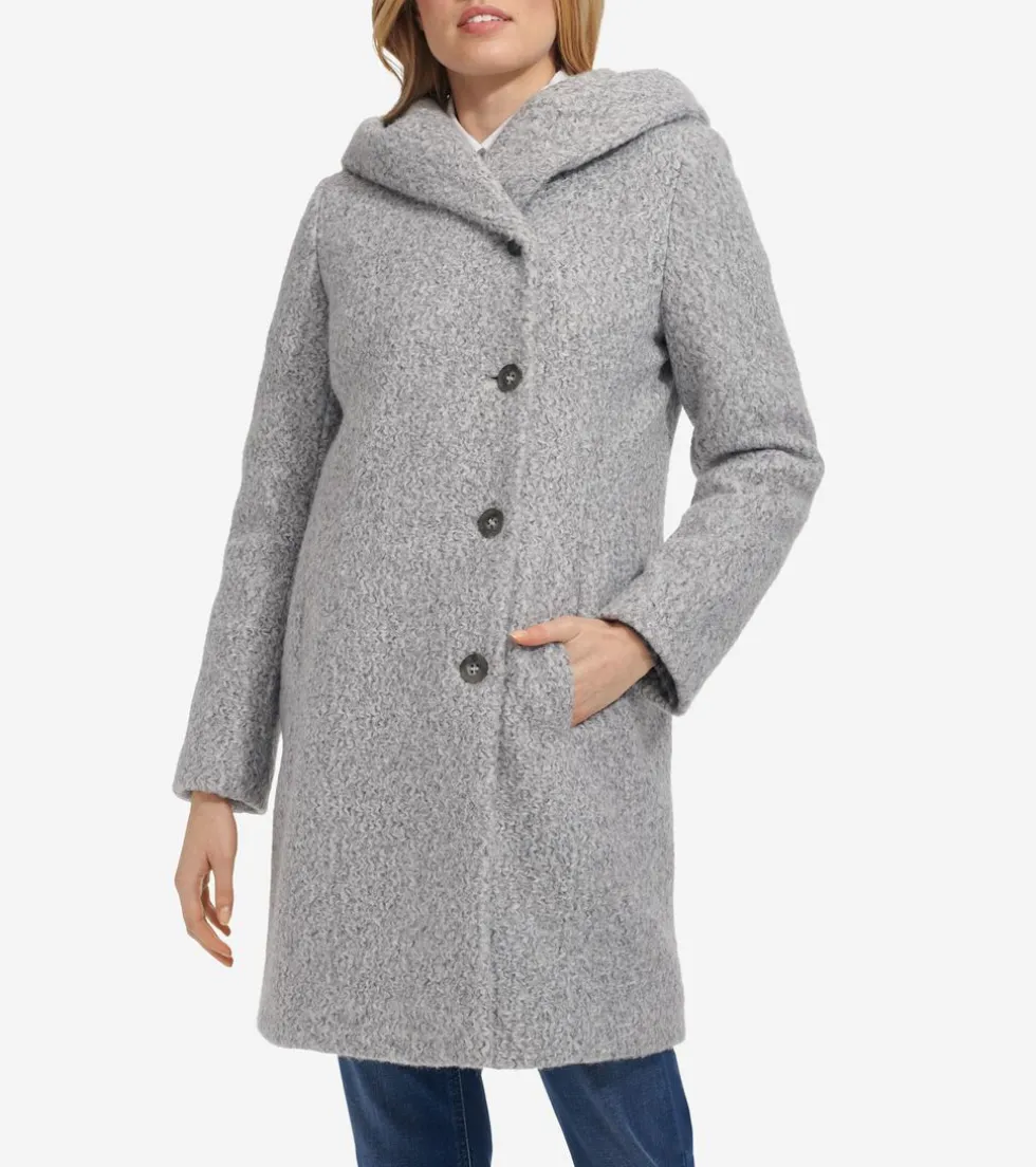 Cole Haan Wool Coats|Peacoats & Blazers*Women's Pressed Hooded Shawl Coat LightGrey