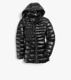 Cole Haan Puffer Jackets|Quilted Jackets*Women's Quilted Pearl Faux Down Jacket with Removable Hood Black