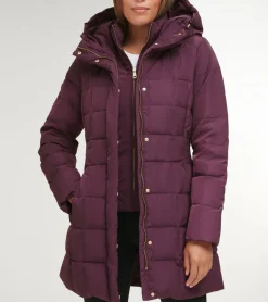Cole Haan Puffer Jackets|Outerwear*Women's 32" Signature Hooded Taffeta Down Coat Merlot