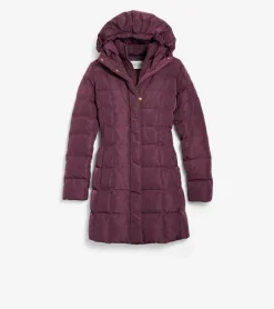 Cole Haan Puffer Jackets|Outerwear*Women's 32" Signature Hooded Taffeta Down Coat Merlot