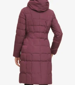 Cole Haan Puffer Jackets|Quilted Jackets*Women's 40" Taffeta Down Hooded Coat Merlot