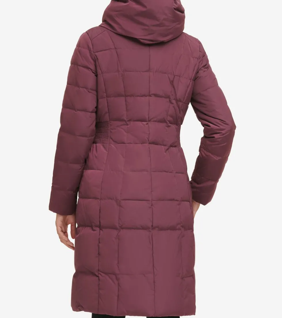 Cole Haan Puffer Jackets|Quilted Jackets*Women's 40" Taffeta Down Hooded Coat Merlot