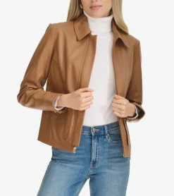 Cole Haan Leather & Suede Jackets|Outerwear*Women's Shirt Collar Trucker Jacket Hazelnut