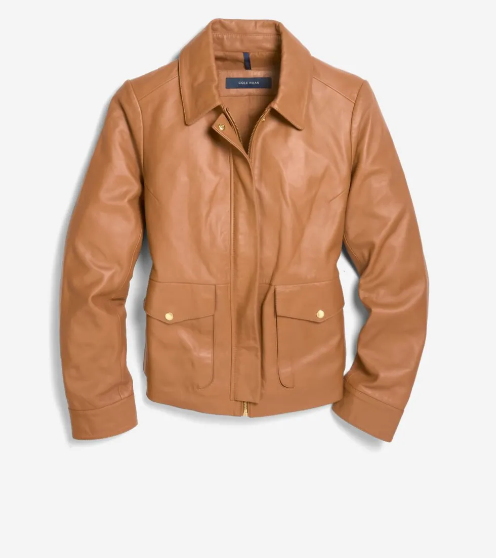 Cole Haan Leather & Suede Jackets|Outerwear*Women's Shirt Collar Trucker Jacket Hazelnut