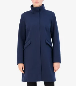 Cole Haan Trench Coats|Outerwear*Women's Soft Twill Zip-Up Coat Navy