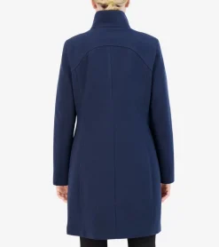 Cole Haan Trench Coats|Outerwear*Women's Soft Twill Zip-Up Coat Navy