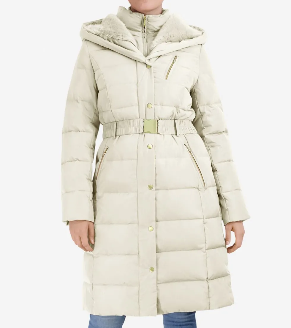 Cole Haan Puffer Jackets|Quilted Jackets*Women's Taffeta Down Belted Coat Ivory