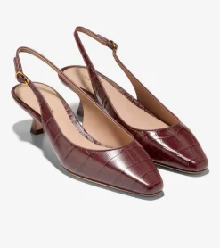 Cole Haan Dress Shoes|Heels & Pumps*Women's Tayla Kitten Heel Slingback Pumps 45MM BloodstoneCrocPrint