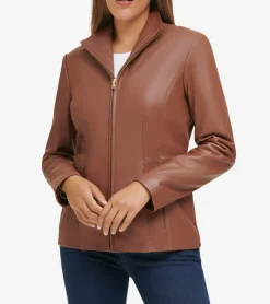 Cole Haan Leather & Suede Jackets|Outerwear*Women's Wing Collar Leather Jacket Hickory