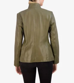 Cole Haan Leather & Suede Jackets|Outerwear*Women's Wing Collar Leather Jacket Sage