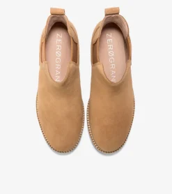 Cole Haan Boots*Women's ZERØGRAND City Wedge Water Proof Chelsea Boots GoldenToffee-Ivory
