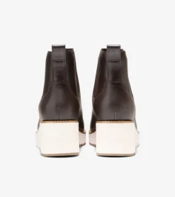Cole Haan Boots*Women's ZERØGRAND City Wedge Waterproof Chelsea Boots Chocolate-Ivory