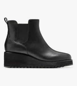 Cole Haan Boots*Women's ZER&Oslash;GRAND City Wedge Waterproof Chelsea Boots Black