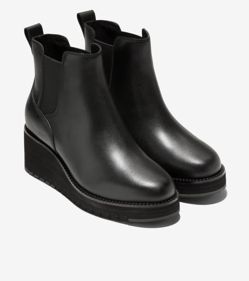 Cole Haan Boots*Women's ZERØGRAND City Wedge Waterproof Chelsea Boots Black