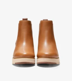 Cole Haan Boots*Women's ZERØGRAND City Wedge Waterproof Chelsea Boots BritishTanLeather
