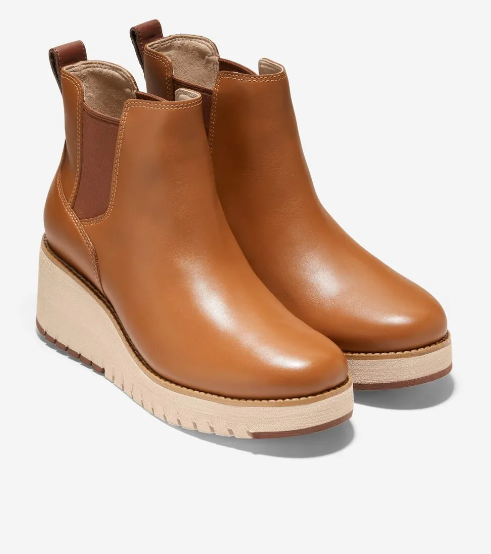 Cole Haan Boots*Women's ZERØGRAND City Wedge Waterproof Chelsea Boots BritishTanLeather