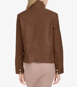 Cole Haan Leather & Suede Jackets|Outerwear*Women's Zip-Front Suede Jacket Chocolate
